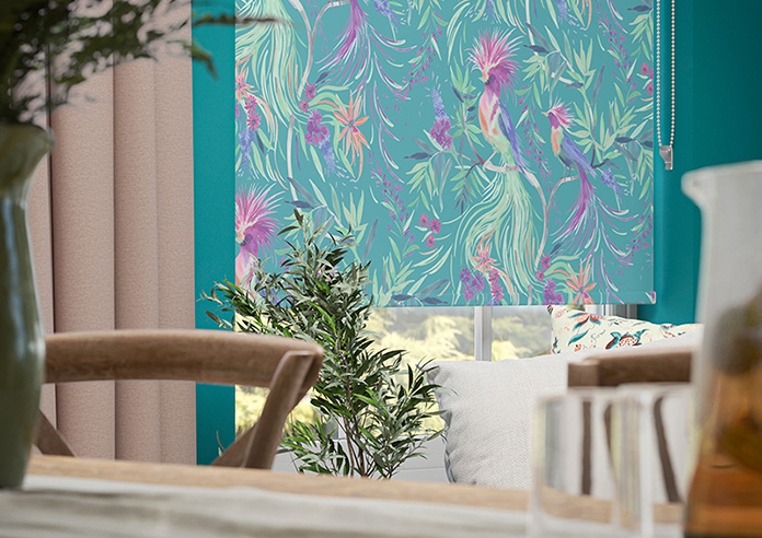 Birds of Paradise, Teal - Twist&Fit Roller Blind - Image 5